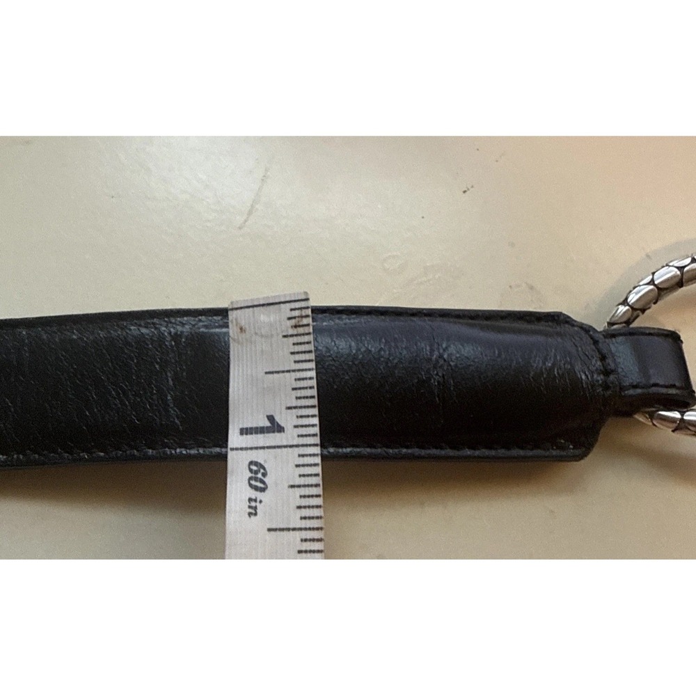VTG NWOT Brighton Black Leather O Ring Belt Silver Snake Tone Hook B60263 Sz 38 - Picture 11 of 12